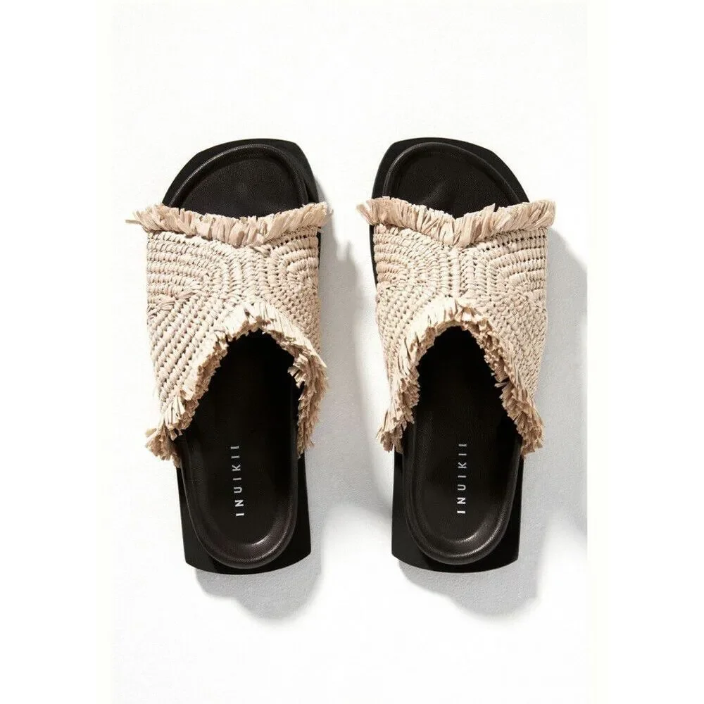 Anthropologie Inuikii Raffia Moon Sandals $350